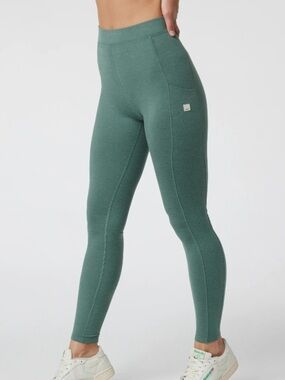 Vuori Granite Pocket Leggings Sea Pine Heather High Rise Women’s Small Green*O10